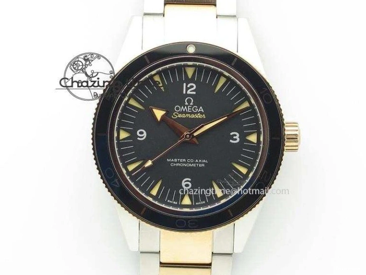 1224 FlexibleFit Seamaster Professional Chrono SS RG Blue Ceramic Blue Dial On SS RG Bracelet A 8211